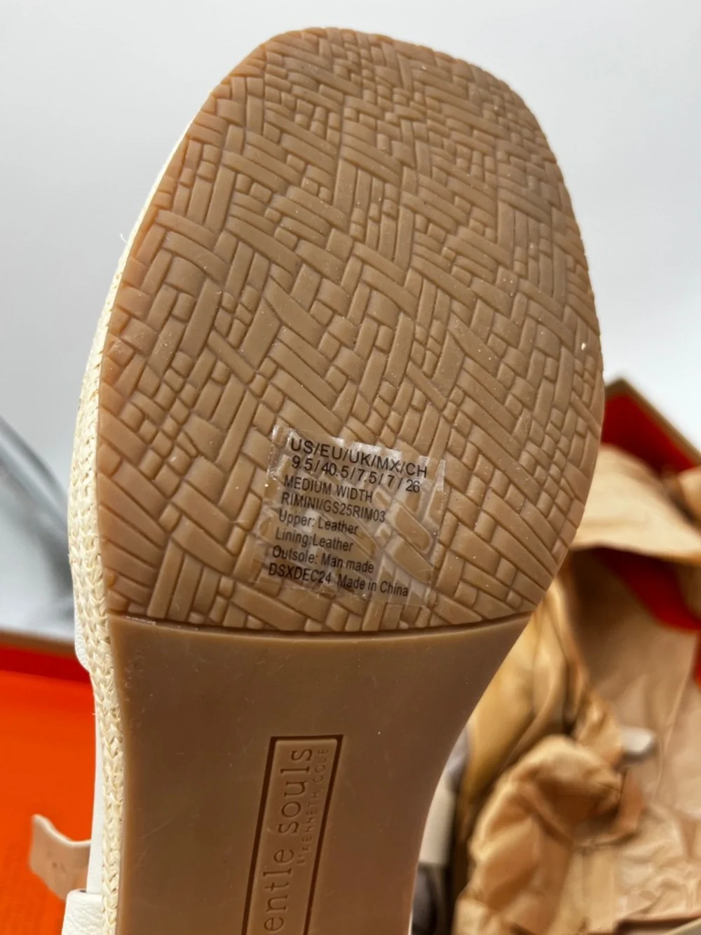 Gentle Souls Rimini Sandals Cream Leather Block Heel Ankle Strap - US 9.5